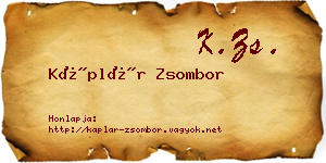 Káplár Zsombor névjegykártya
